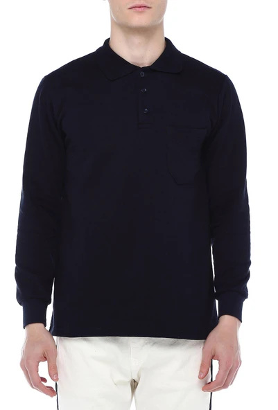 POLO YAKA LACİVERT SWEATSHİRT ürün görseli 1