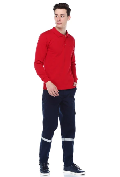 POLO YAKA KIRMIZI SWEAT - Resim 3