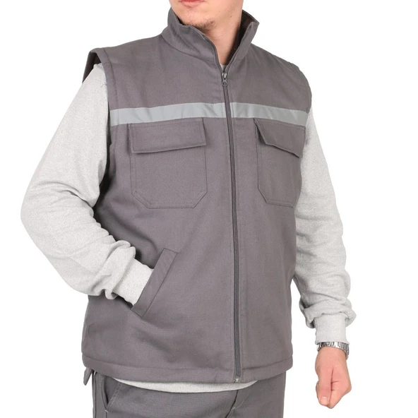 GABARDİN GRİ YELEK - Resim 3