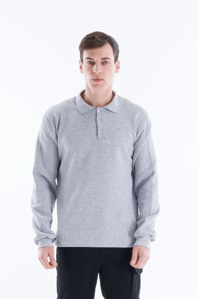 POLO YAKA GRİ SWEATSHİRT ürün görseli 1