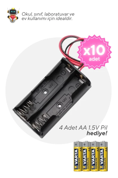 10'lu Paket AA 2'li Pil Yuvası - Okul ve Sınıflar için MEB Uyumlu ürün görseli 1