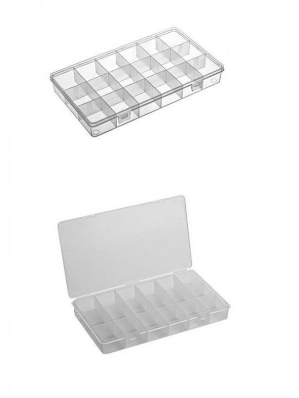 Setbox 606 18 Sabit Bölmeli Şeffaf Organizer Kutu  145 x 255 x 35mm ürün görseli 1