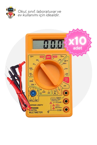 10'lu Paket DT830D Dijital Multimetre - Okul ve Sınıflar için MEB Uyumlu ürün görseli 1