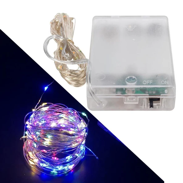 3*aa Pi̇lli̇ 4 Renkli̇ Rgb Sabi̇t 10 Metre Kablolu Bağ Led ürün görseli 1