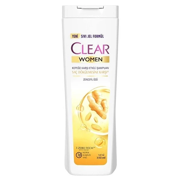 Clear Women Kepeğe Karşı Etkili Şampuan Saç Dökülmesine Karşı Zencefil Özü 350 ml ürün görseli 1