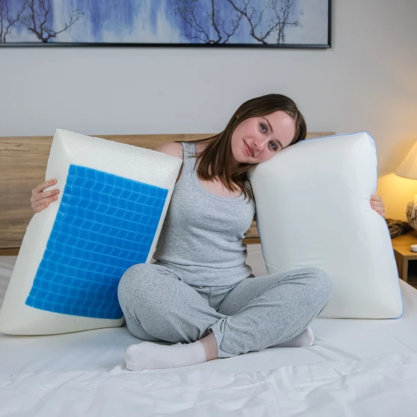 Serinletici Visco Yastık Risus Cool Effect Visco Yastık Penye Pamuk Kılıflı Ergonomik 60x40x15 cm ürün görseli 1