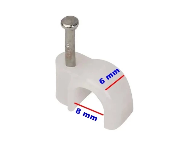 No:3 Beton Çivili Kablo Tutturma Kroşe NO:3 (100 lü Pk.) Beyaz Plastik ürün görseli 1