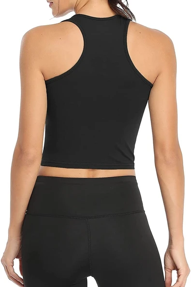Kadın Siyah Renk U Yaka Yüzücü Sırtlı Crop Top Büstiyer ürün görseli 1