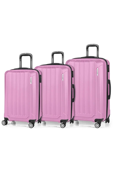 Spring Model Pembe Renk 3'lü Valiz Seti Kabin - Orta - Büyük ürün görseli 1