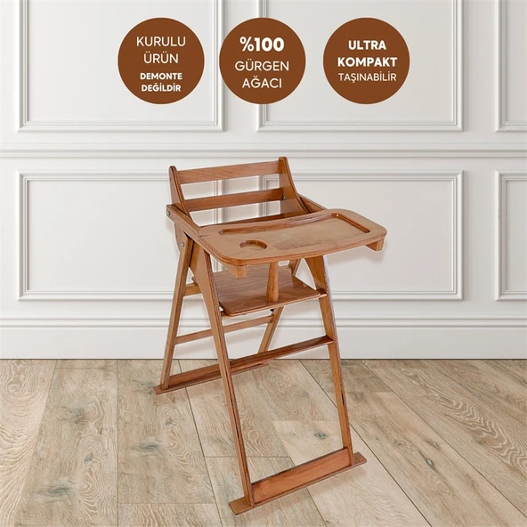 Reyo Home Ahşap Katlanabilir Mama Sandalyesi - Resim 2