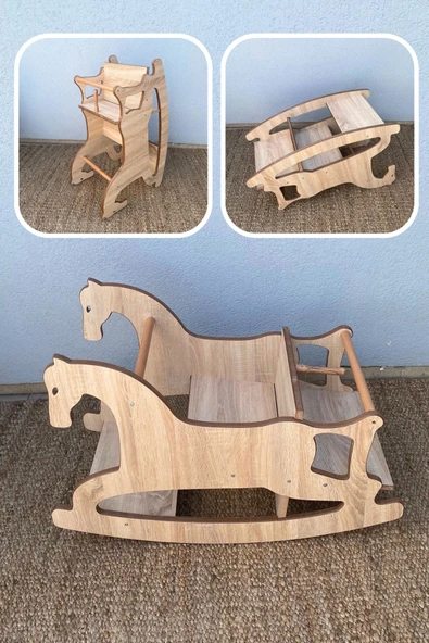Reyo 3in1 Montessori Sallanan At, Mama Sandalyesi, Aktivite Masası ürün görseli 1
