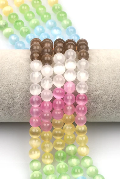 Renkli Selenit Doğal Taş Dizi 8 mm Küre Kesim ürün görseli 1
