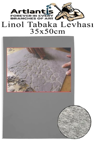 Linol Tabaka Levhası 35x50 cm 2mm Gri 1 Adet Linolyum Tabaka Gri Linol Muşamba Baslı Levha ürün görseli 1