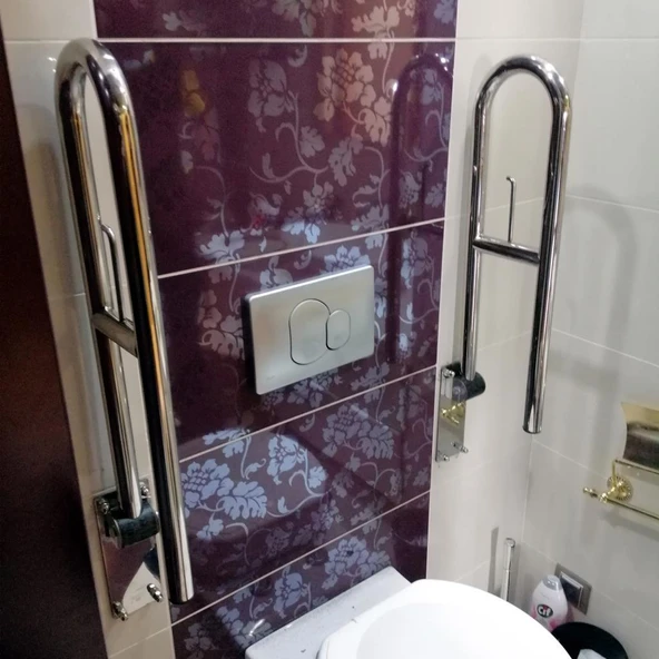 Engelli Tutunma Barı Tuvalet Kağıtlıklı Banyo WC Küvet Paslanmaz 1 ADET ürün görseli 1