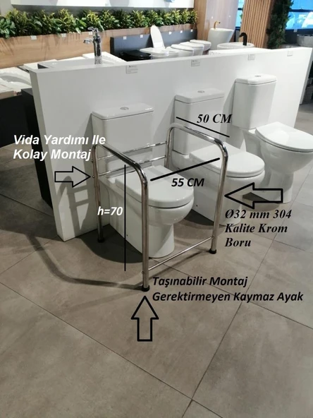 Portatif Taşınabilir Yaşlı Engelli Hamile Tutunma Barı ürün görseli 1