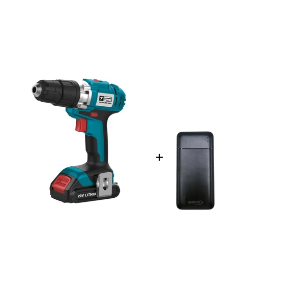 Catpower CAT5150 20 V 2.0 Ah Li-ion Çift Akülü Vidalama Makinesi  + Akdeniz Taşınabilir Şarj Cihazı (Model: S125Q) ürün görseli 1