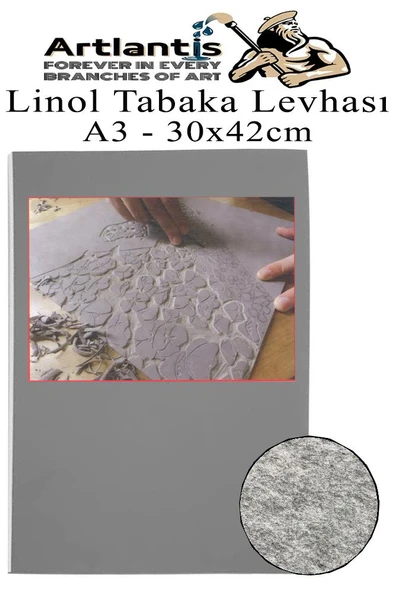 Linol Tabaka Levhası A4 30X42 cm 2mm Gri 1 Adet Linolyum Tabaka Gri Linol Muşamba Baslı Levha ürün görseli 1