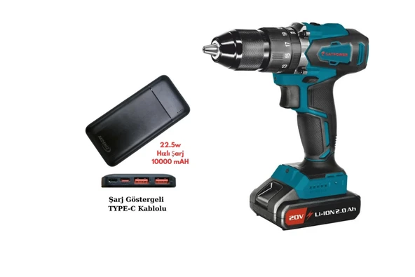 Catpower 4111-Akülü Darbeli Vidalama Li-on Kömür+Akdeniz Taşınabilir Şarj Cihazı (Model: S125Q) ürün görseli 1