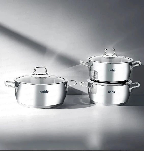 Nehir Silver Klasik 6 Prç Derin Tencere Seti ürün görseli 1