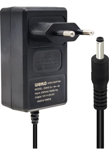 12 Volt - 2 Amper 2.5 0.7 Uçlu Yerli Üretim Plastik Kasa Priz Tipi Adaptör ürün görseli 1