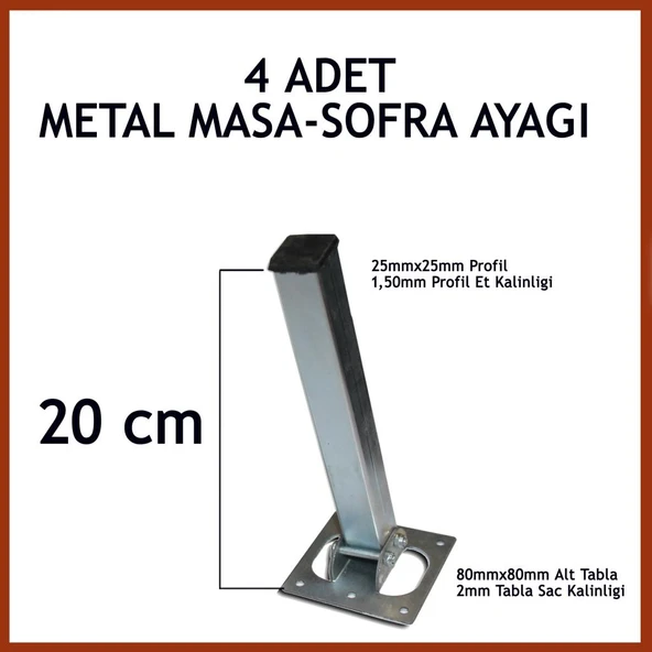 Masa Ayağı 4lü Katlanır Metal Yer Sofrası Ayağı 20 cm ürün görseli 1