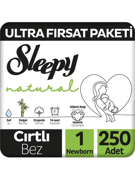 Sleepy Natural 1 Numara Yenidoğan 250'li Bebek Bezi ürün görseli 1