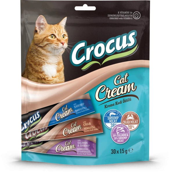 Crocus Çoklu Somon-karides - Yengeç - Ördekli Krem Kedi Ödülü 30x15gr ürün görseli 1