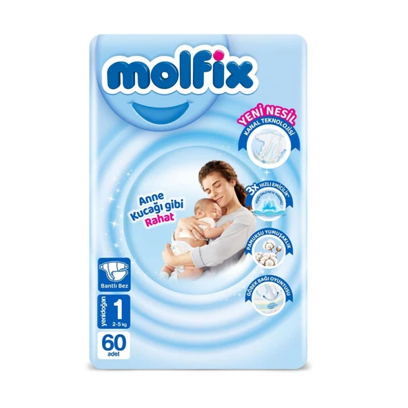 Molfix 1 Numara Yenidoğan 60'lı Bebek Bezi ürün görseli 1