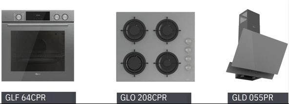 GL General Azure Gri Ankastre Set GLD055PR-GLO208CPR-GLF64CPR Buhar Destekli ürün görseli 1