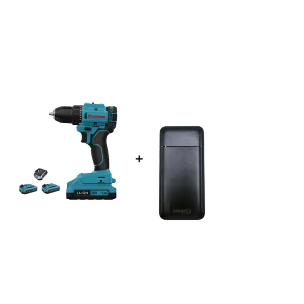 Catpower 4213 20 V 2 Ah Li-ion Çift Akülü Darbeli Vidalama + Akdeniz Taşınabilir Şarj Cihazı (Model: S125Q) ürün görseli 1