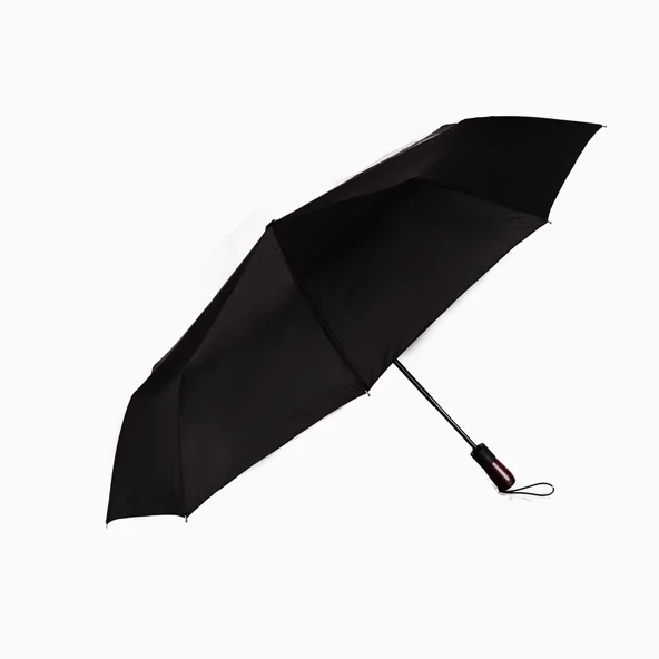 Biggdesign Moods Up Premium Ahşap Saplı Siyah Otomatik Şemsiye, Rüzgara Dayanıklı, Hızlı Kuruyan ürün görseli 1