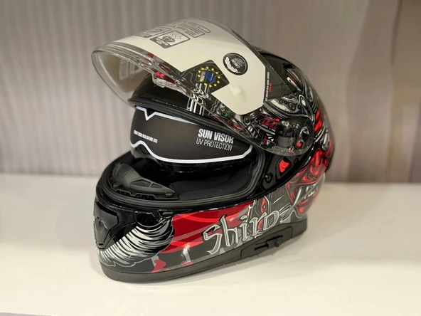 KASK SHIRO KATANA SV SAMURAİ KIRMIZI/SİYAH - Resim 2