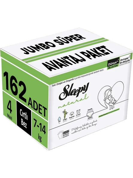 Sleepy Natural 4 Numara Maxi 162'li Bebek Bezi ürün görseli 1