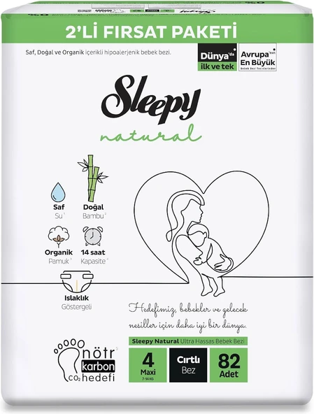 Sleepy Natural No:4 Maxi 82 Adet Bebek Bezi ürün görseli 1