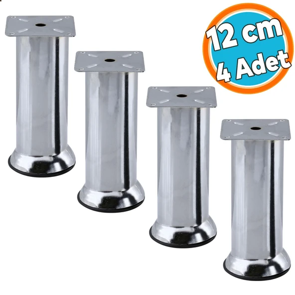 Mobilya Ayak Krom Baza Koltuk Kanepe Yatak Çekyat Destek Ayağı 12 cm Metal Yükseltici Ayaklar 4 Adet ürün görseli 1