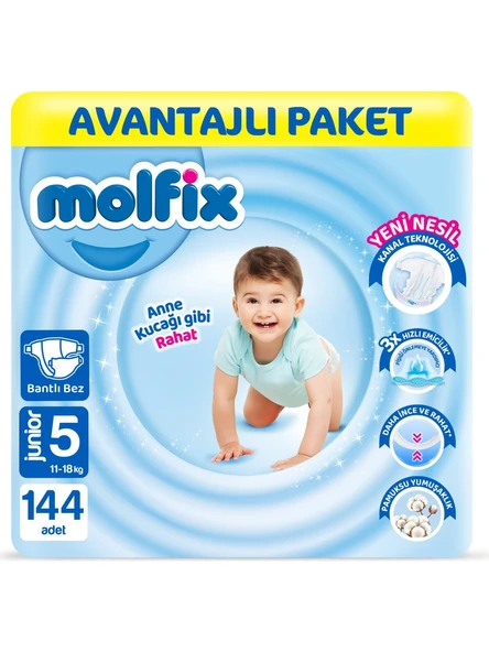 Molfix 5 Beden Junior 144'lü Bebek Bezi ürün görseli 1