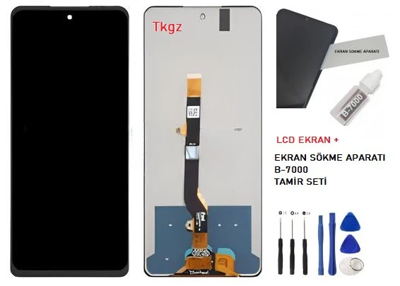 Tkgz - İnfinix HOT 30 Uyumlu Lcd Ekran Dokunmatik Orijinal + B-7000 + TAMİR SETİ ürün görseli 1