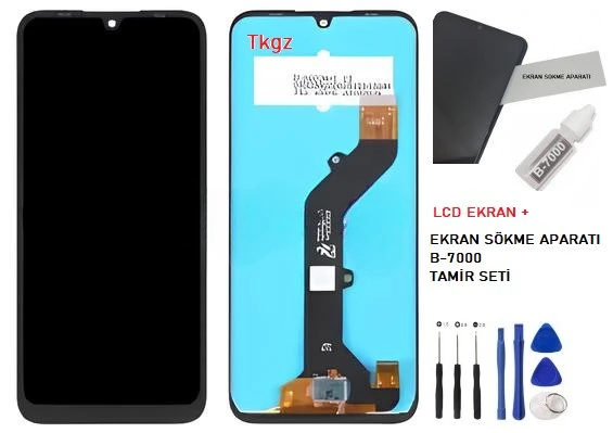 Tkgz - İnfinix HOT 20İ Uyumlu Lcd Ekran Dokunmatik Orijinal + B-7000 + TAMİR SETİ ürün görseli 1