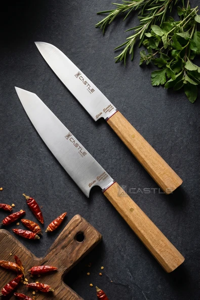 Elit Serisi Mutfak Bıçak Seti Et Balık Ekmek Sebze Kıyma Şef Bıçak Seti 2 Li Set (MFT-7412) ürün görseli 1