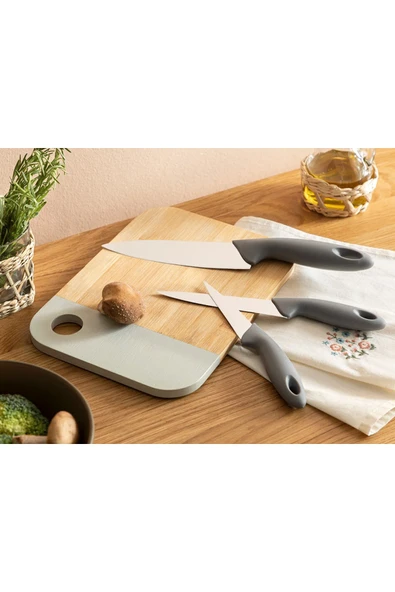 English Home Lydia Çelik 3'lü Bıçak Setı 19-22-27 Cm Gri ürün görseli 1