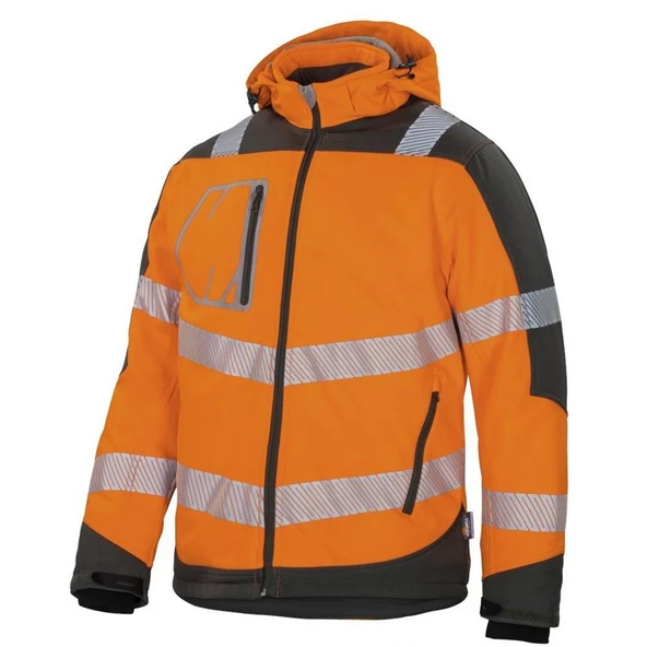 Reflektörlü Su Geçirmez Termal Softshell İş Montu Turuncu ürün görseli 1