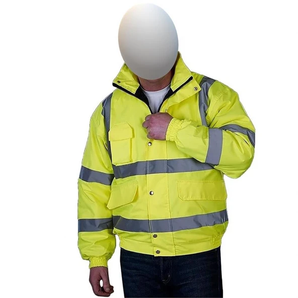 Reflektörlü 300D Oxford Bomber Mont Sarı - Resim 3