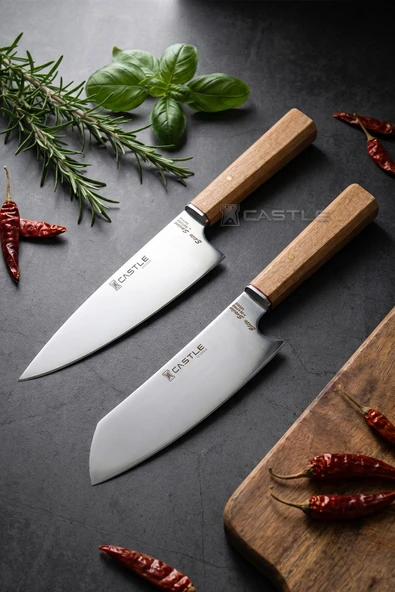 Elit Serisi Mutfak Bıçak Seti Et Tavuk Ekmek Sebze Şef Bıçak Seti 2 Li Set (MFT-1276) ürün görseli 1