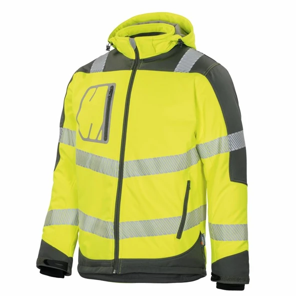 Reflektörlü Su Geçirmez Termal Softshell İş Montu Sarı ürün görseli 1