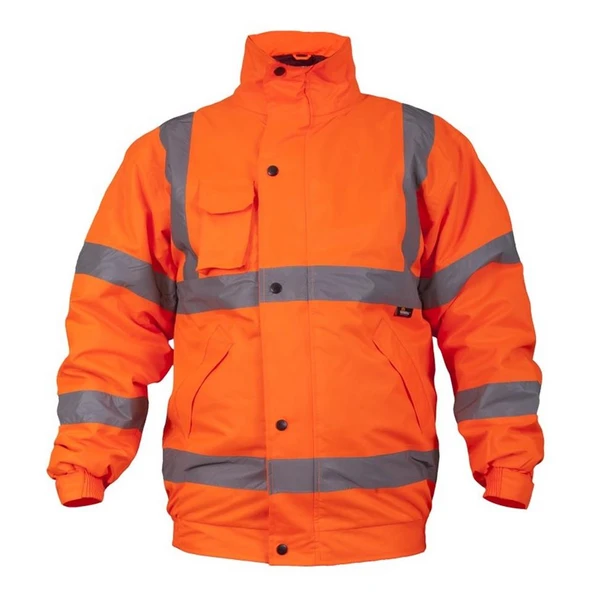 Reflektörlü 300D Oxford Bomber Mont Turuncu - Resim 5