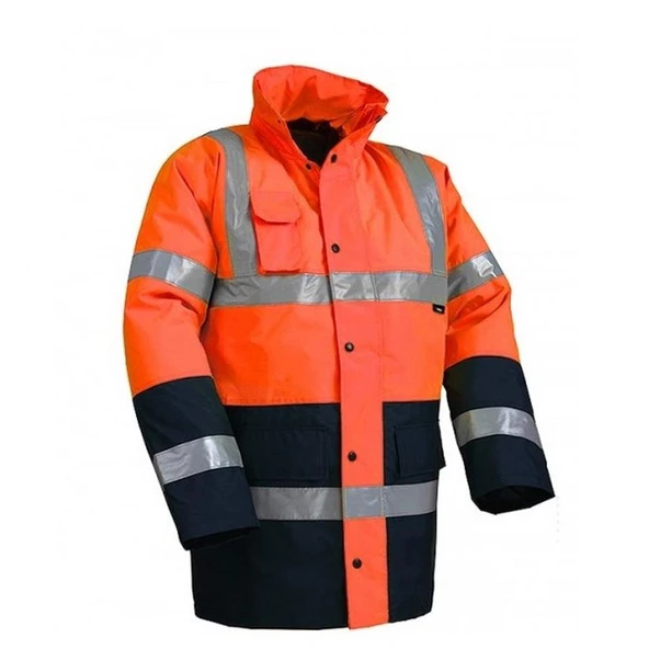 Reflektörlü 300D Oxford Çift Renk Parka Yağmurluk Turuncu ürün görseli 1