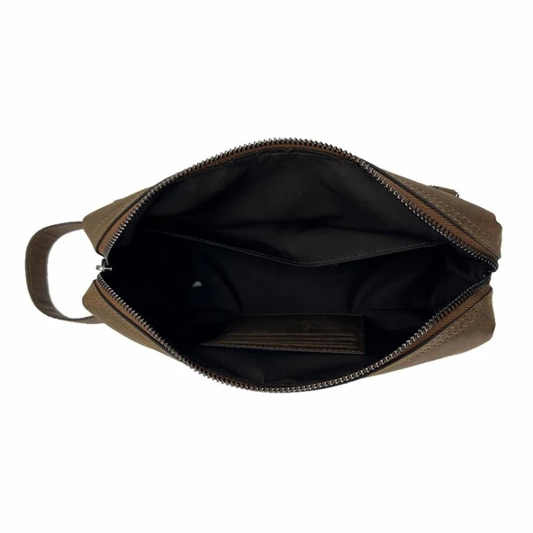 Hakiki Deri CA253 Dopp Kit El Çantası Tigon Taba - Resim 3