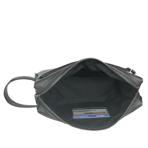 Hakiki Deri CA250 Dopp Kit El Çantası Siyah - Resim 3