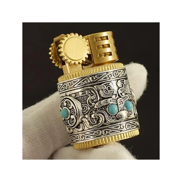 Mini Retro Sultan Benzinli İşlemeli Kadın Çakmak - Resim 8
