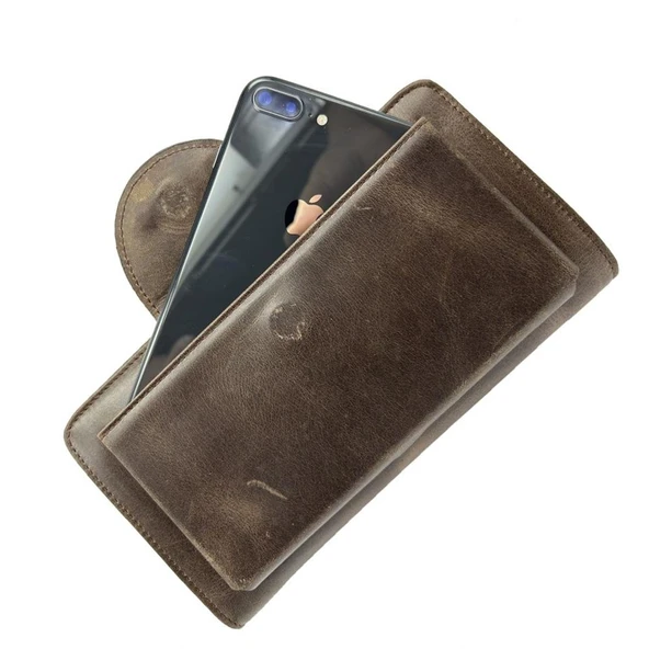 Diga Hakiki Deri 2003 Kartlık Telefon El Çantası Kahve ürün görseli 1